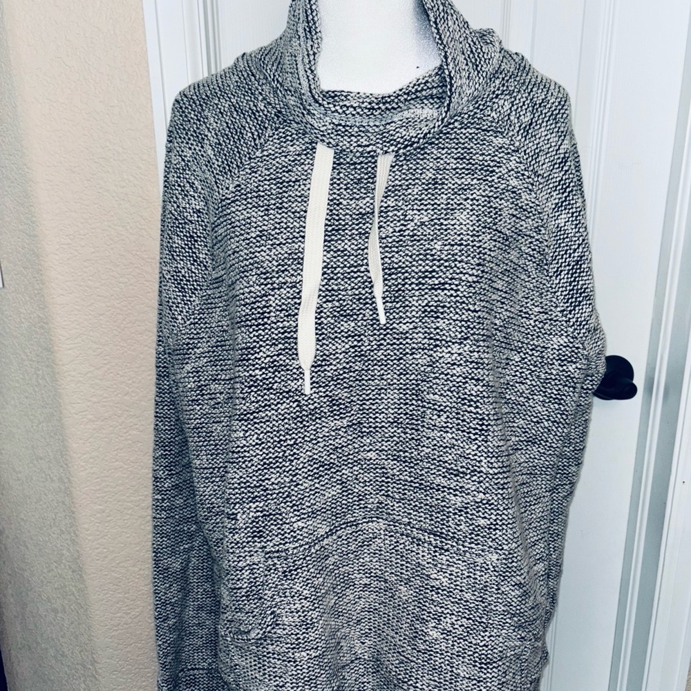 Cozy Black and White Cowl Neck Sweater